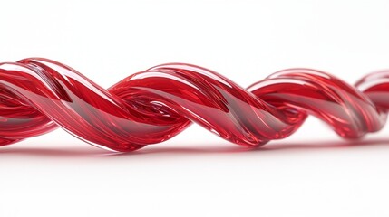 Fototapeta premium Glossy Red Twisted Candy or Decorative Ribbon on White Background