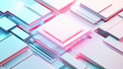 Abstract futuristic digital background with glowing geometric shapes and vibrant colors