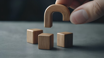 Customer retention concept. Inbound marketing strategy. Attracting potential customers. Hand puts wooden cubes with magnet attracts customer icons on beautiful grey background and copy space