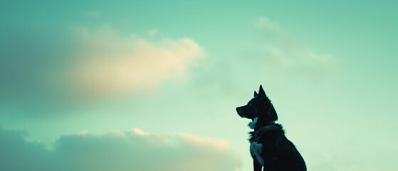 A dog with blue sky background