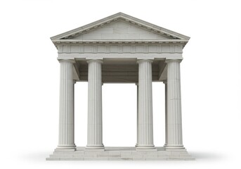 Obraz premium A white architectural structure with columns and a triangular roof on a white background space is visible