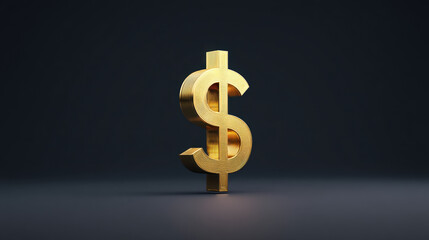A shiny gold dollar sign stands prominently against a dark background, symbolizing wealth and financial prosperity.