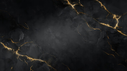 A dark marble surface with golden veins, exuding elegance and sophistication, perfect for backgrounds or decorative designs.