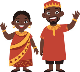 African Husband and Wife Spouse Cartoon