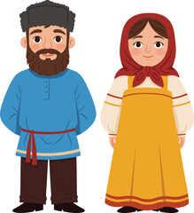 Russian Husband and Wife Spouse Cartoon