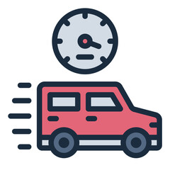 speeding vehicle filled line icon with motion effects