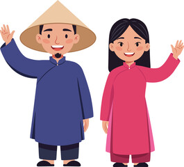 Vietnam Husband and Wife Spouse Cartoon