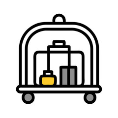 Hotel Luggage Cart with Baggage Icon Design