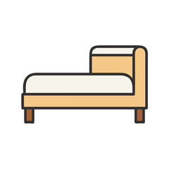 Single Bed with Side Frame Icon Design