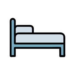 Single Bed with Side Frame Icon Design