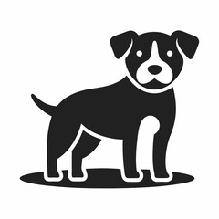 Standing Puppy Dog Vector Graphic Illustration With A Patch On The Face