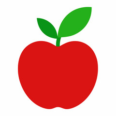 Simple Red Apple Illustration With Green Leaves For Kids And Educational Purposes