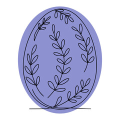 Vector illustration of an easter egg in blue background line art