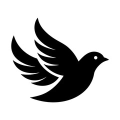 Minimalist Black Silhouette Of A Bird With Open Wings Symbolizing Freedom