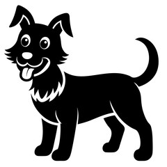 Cheerful Black Silhouette Of Standing Dog With Tongue Out Graphic Resource