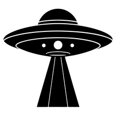 Simple Silhouette Of Flying Saucer With Beam Of Light Illustration