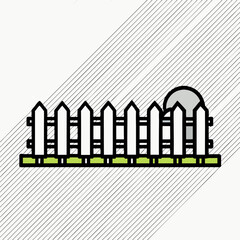 White Picket Fence Illustration With Moon Vector Artwork For Graphic Design
