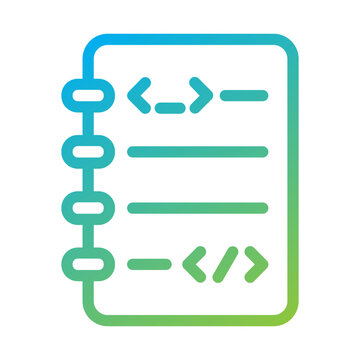 A code notebook icon for developer notes or scripts.