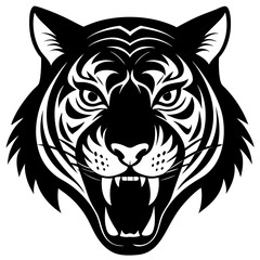 Stylized Tiger Head Vector Illustration Fierce Roaring Graphic Design Element