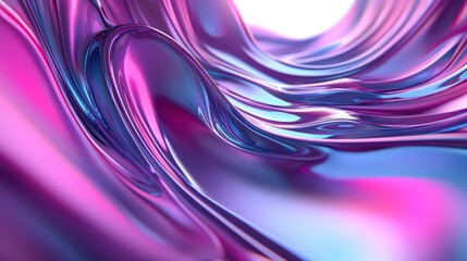 An abstract representation of flowing textures in shades of purple and silver illuminated by soft...