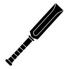 Black Silhouette Illustration Of A Cricket Bat Isolated On White Background