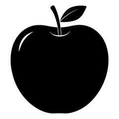 Minimalist Apple Illustration In Black And White With A Leaf And Stem