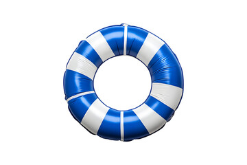 Blue and white inflatable swim ring isolated on transparent background for summer and pool safety concept
