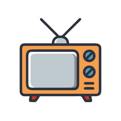 Vintage Television with Antenna Icon Design