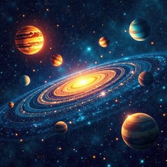 Celestial map with stars and planets, stars, celestial