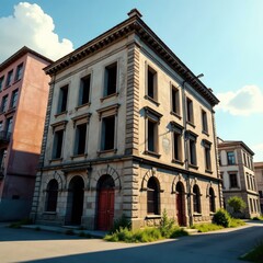 Abandoned building in city, building, city