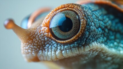 Naklejka premium Captivating Closeup of Vibrant Reptilian Eye in Natural Habitat Detailed macro shot showcasing the intricate patterns and colors of a gecko or lizard s eye