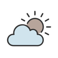 Sun Behind Cloud with Rays Icon Design