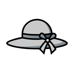 Sun Hat with Ribbon Detail Icon Design