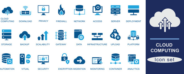 Cloud computing icon set.