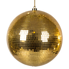 Golden Disco ball isolated on transparent background