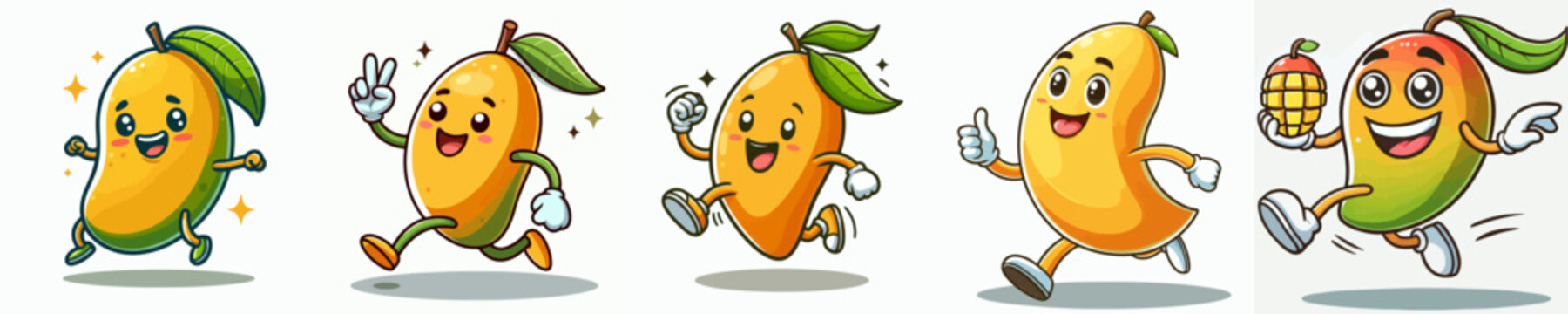 cute mango cartoon vector set