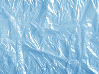crumpled blue plastic bag texture background
