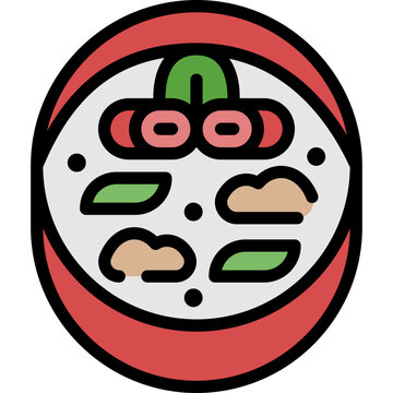 bowl of food, red rim, top view clip art preview