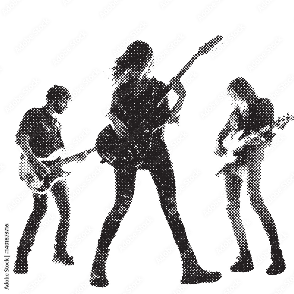 Canvas Prints rock band halftone grunge vector design element