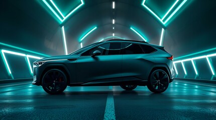 blue car on a black background