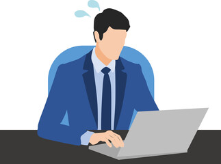 仕事に失敗して急いで対応するビジネスマンのイラスト