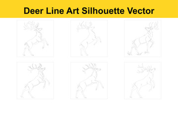 Obraz premium Deer Line Art Vector Silhouette