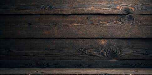 Obraz premium Distressed dark wood plank wall with deep shadows, wood texture, dark wood design