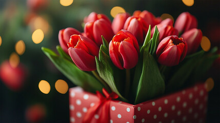 Fototapeta premium spring flowers in a box