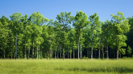 Obraz premium Successful reforestation project once barren land now full of wildlife and greenery