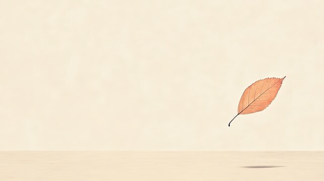 Floating leaf serene environment hyperrealistic animation minimalist background high fidelity concept