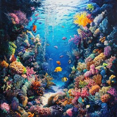 Vibrant Underwater Coral Reef Paradise: A Masterpiece of Marine Life