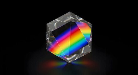 Rainbow Prism Hexagon Crystal Geometric Design