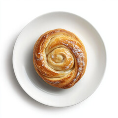 Fototapeta premium Fresh baked pastries and sweet buns on a plate