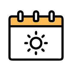 Calendar Marked with Sun Symbol Icon Design
